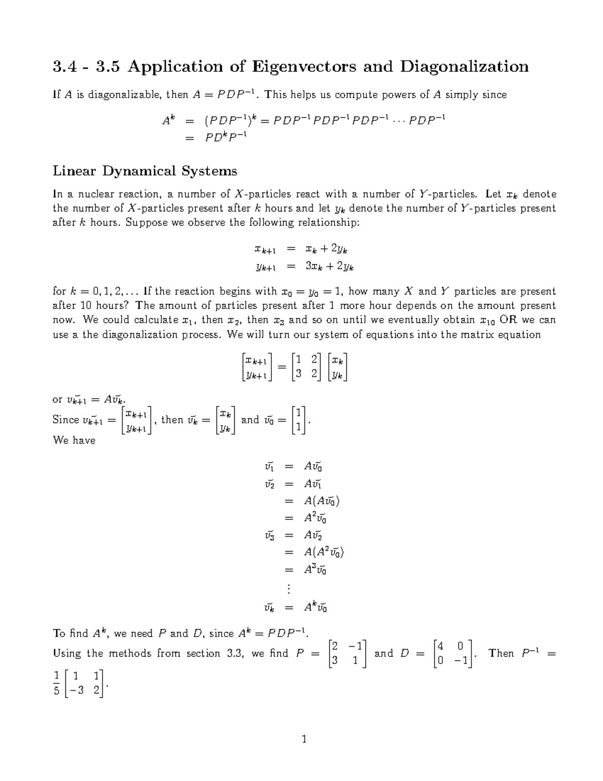 Applications of Diagonalization - 3 - 3 Application of Eigenvectors and ...