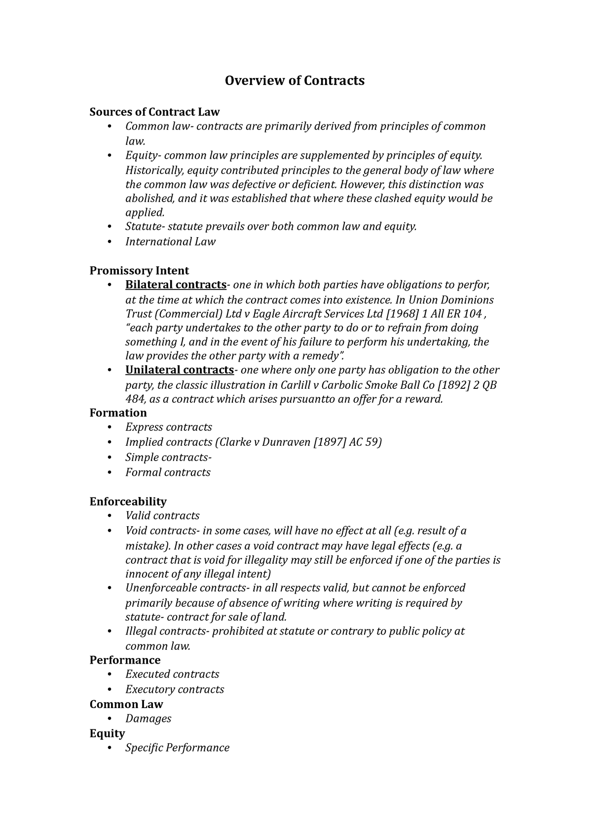 contract-law-lecture-notes-overview-of-contracts-sources-of-contract