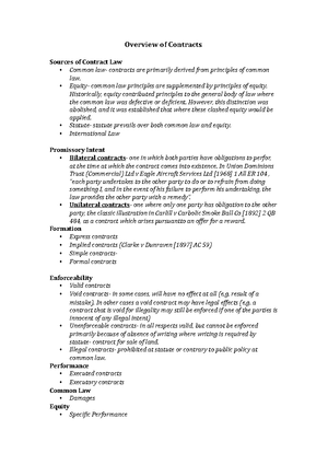 04 Contracts - Subject Notes - LAWS1015 - USyd - Studocu