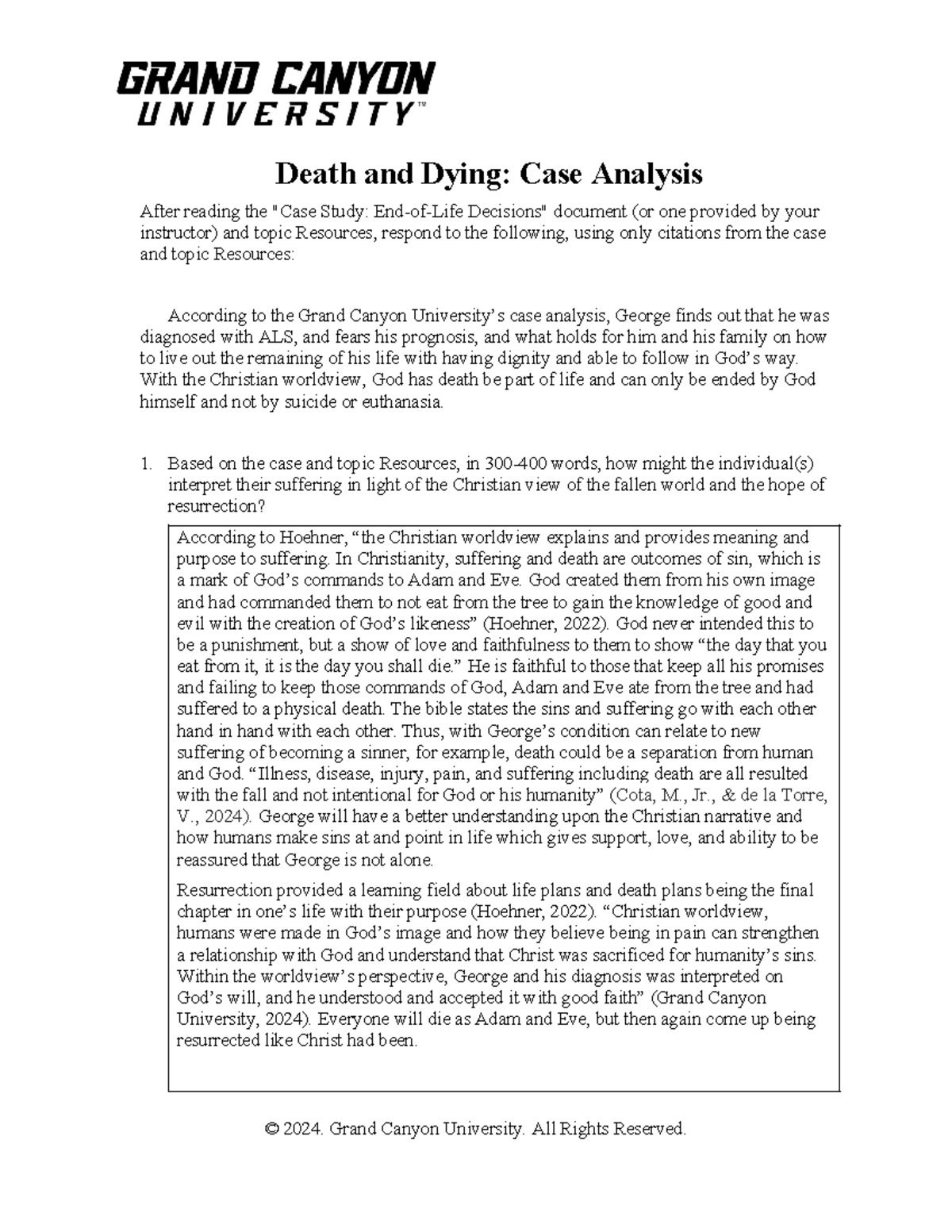 PHI 413V RS T4Death And Dying Case Analysis - Death And Dying: Case ...