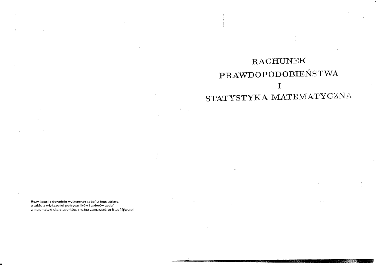 Rachunek prawdopodobieństwa i statystyka matematyczna - Jasiulewicz
