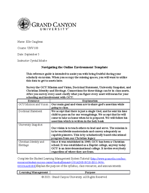 UNV-108 - GCU - University of Success - Studocu