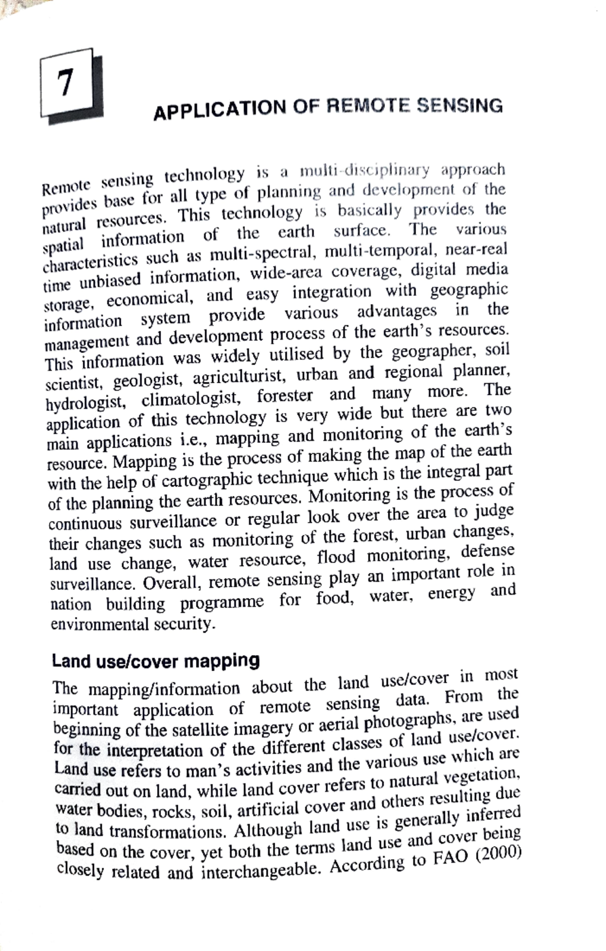 Application of Rs - 7 APPLICATION OF REMOTE SENSING Remote sensing ...