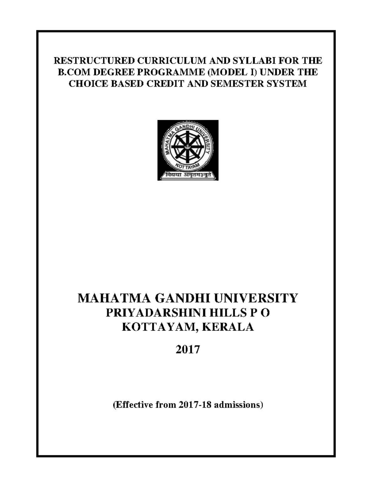 B Com-Model-1 - Notes Given In Students - RESTRUCTURED CURRICULUM AND ...