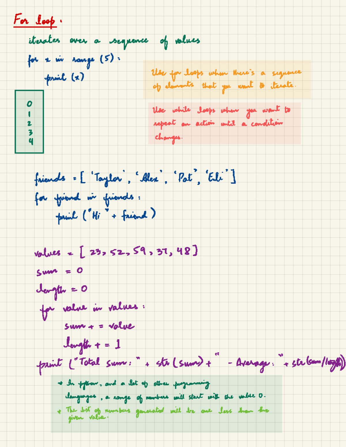 Intro to Python script - For loop: iterates over a sequence of values ...