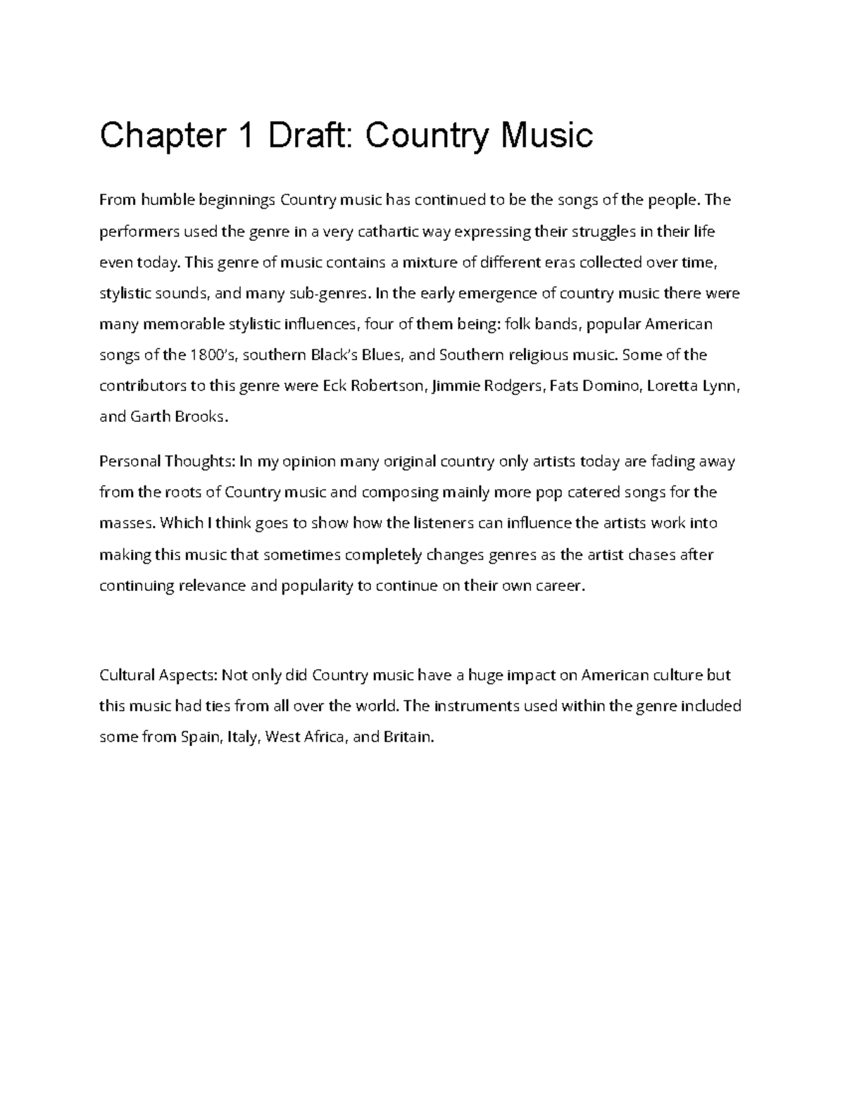 country music research paper title