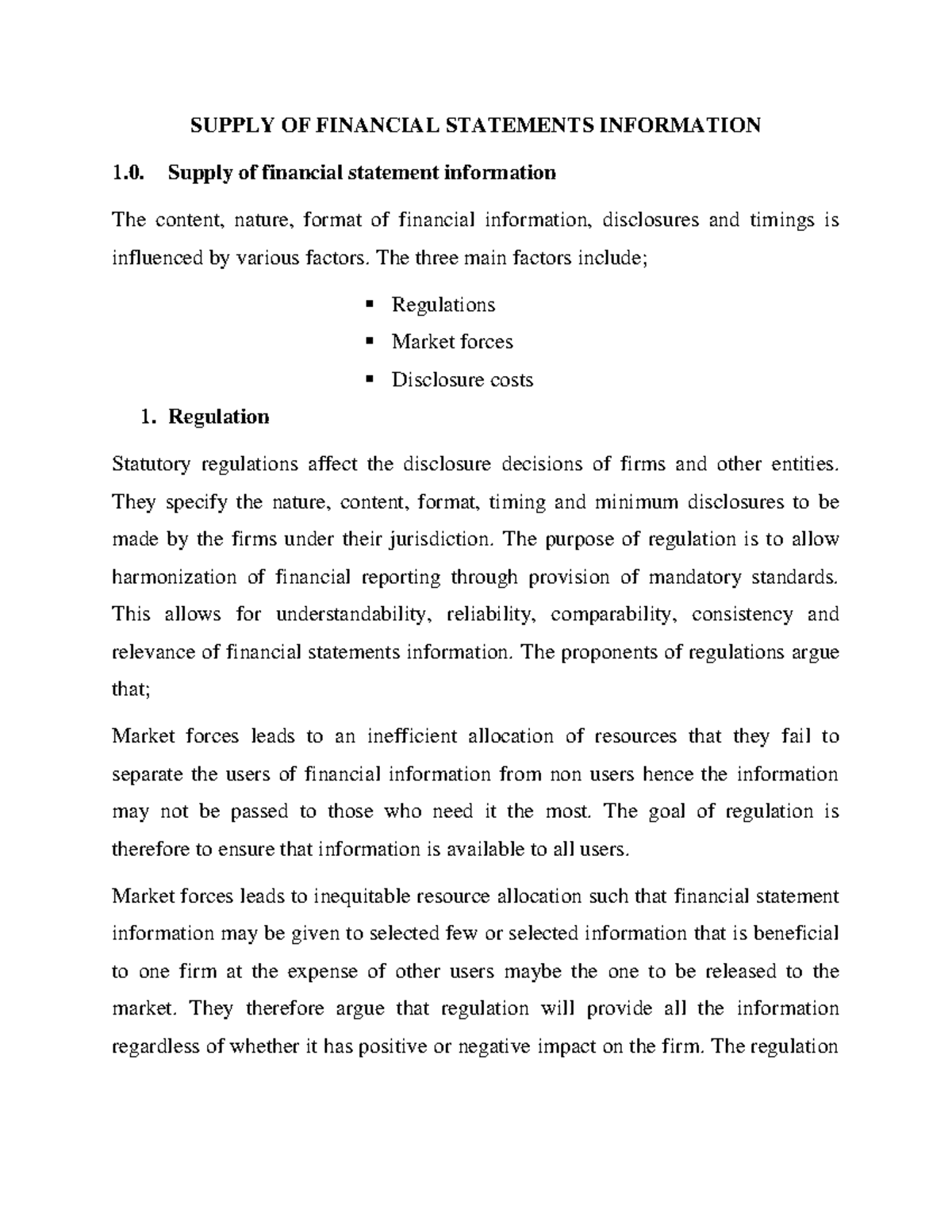 Lecture 3 Financial Statement Analysis - SUPPLY OF FINANCIAL STATEMENTS ...