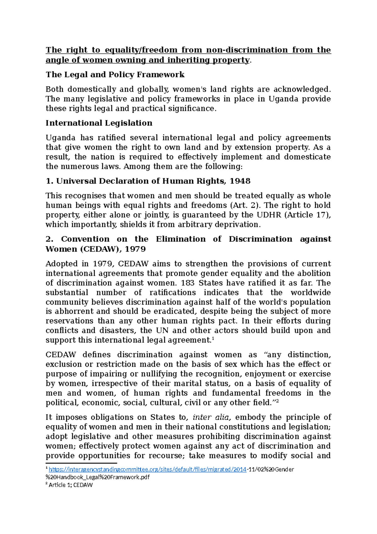 The right to equality - yeah. - The right to equality/freedom from non ...
