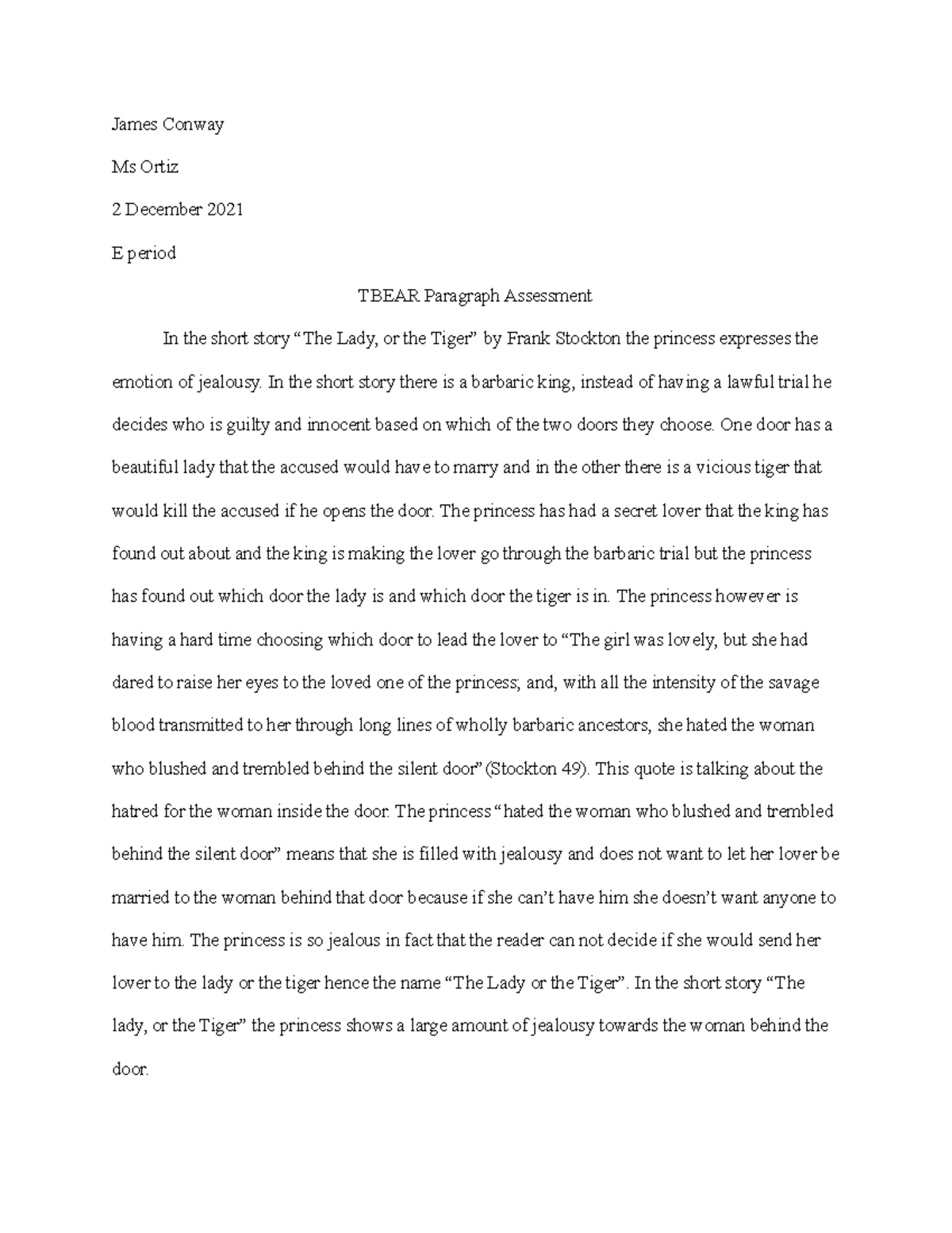 Bullshit assignment to get free files - James Conway Ms Ortiz 2 ...
