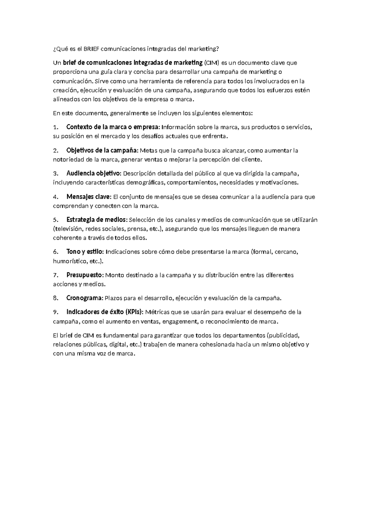 Qué es el Brief comunicaciones integradas del marketing - ¿Qué es el ...