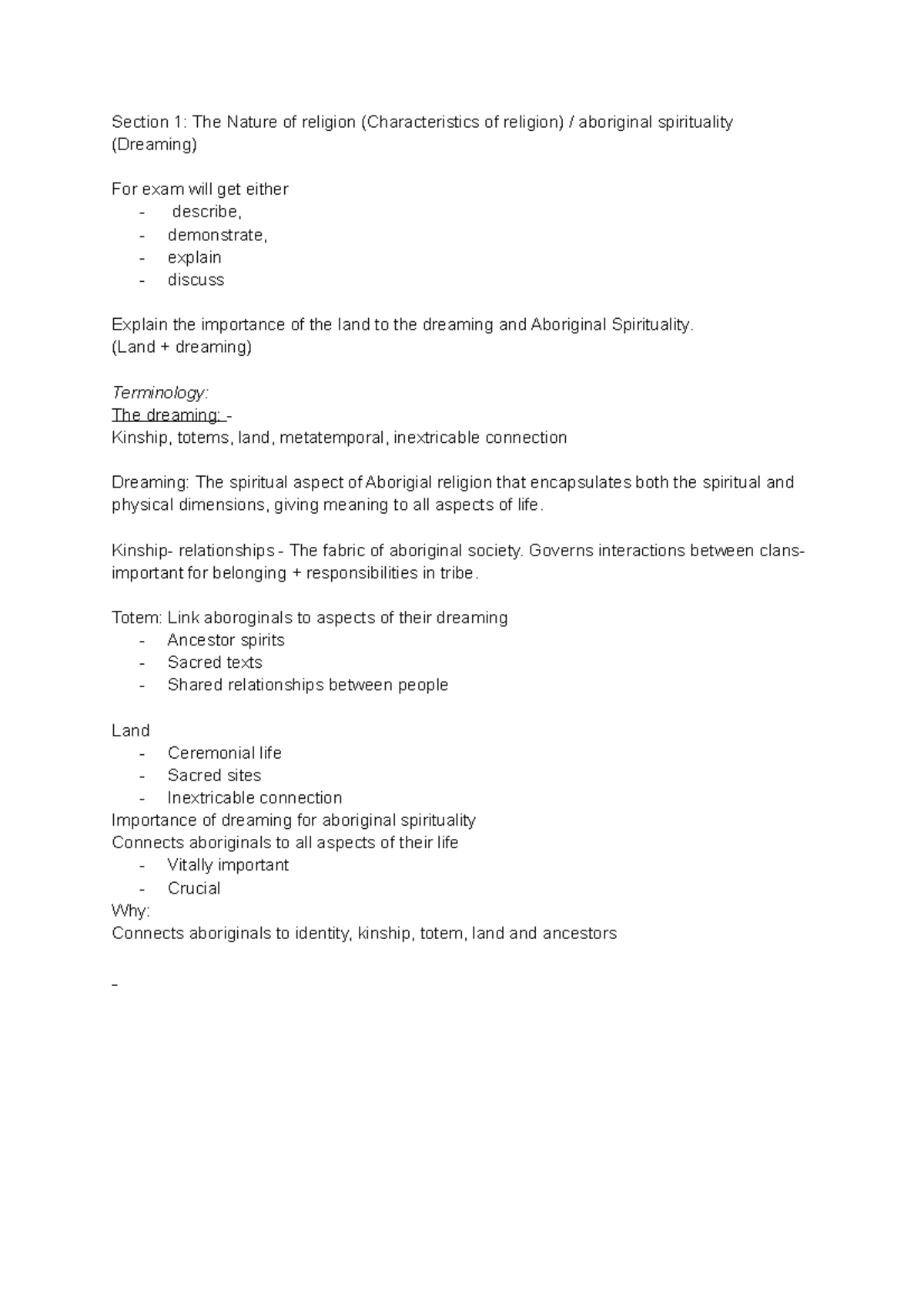 Religion Short Answer - Section 1: The Nature of religion ...
