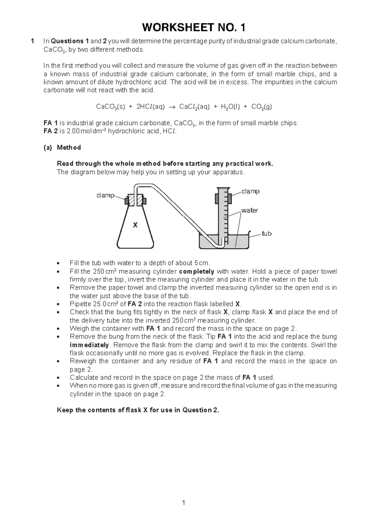 Worksheet-1 - Chemistry Problem-Solved - 1 WORKSHEET NO. 1 In Questions ...