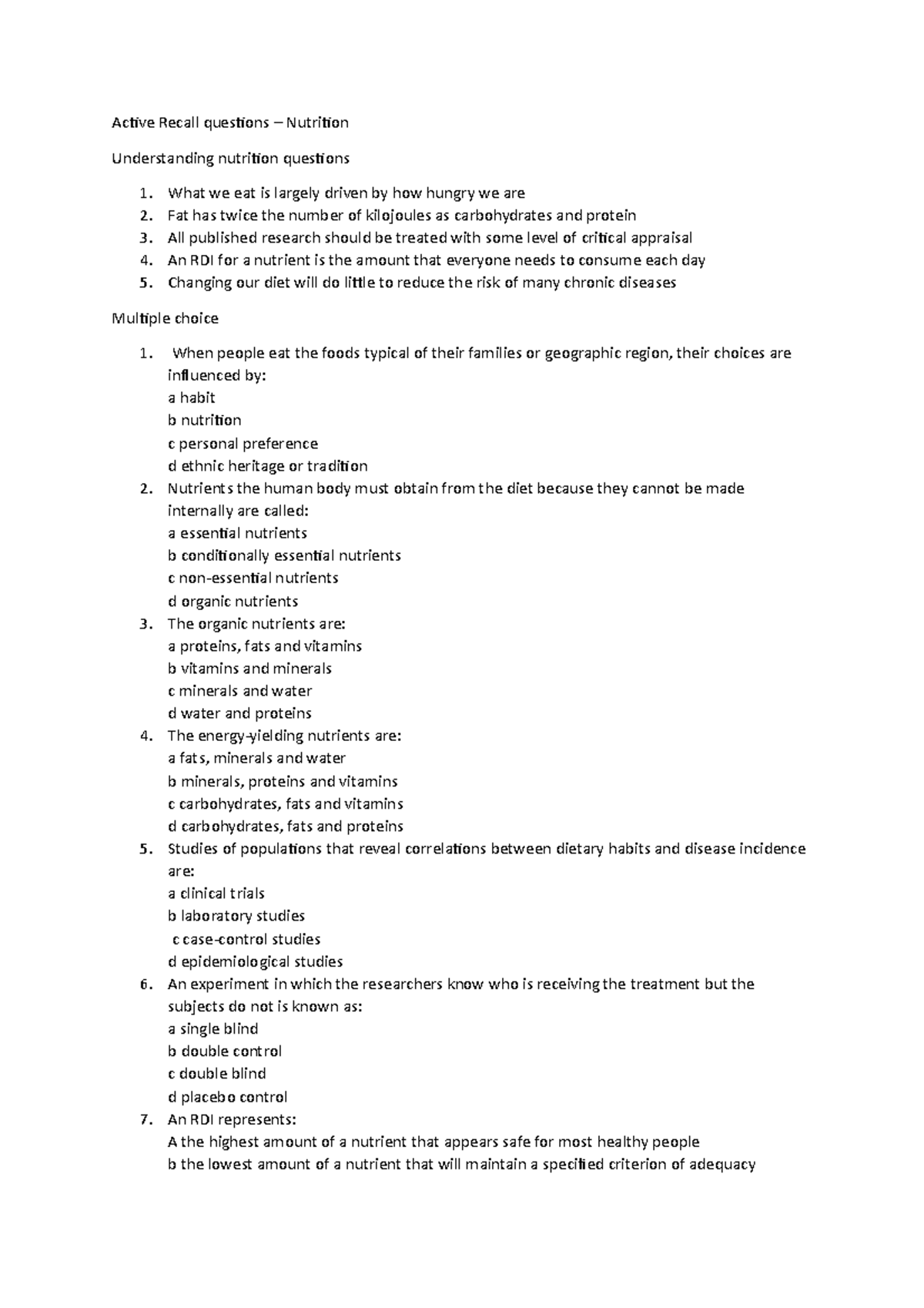 Active Recall questions - Historical information, physical examinations ...