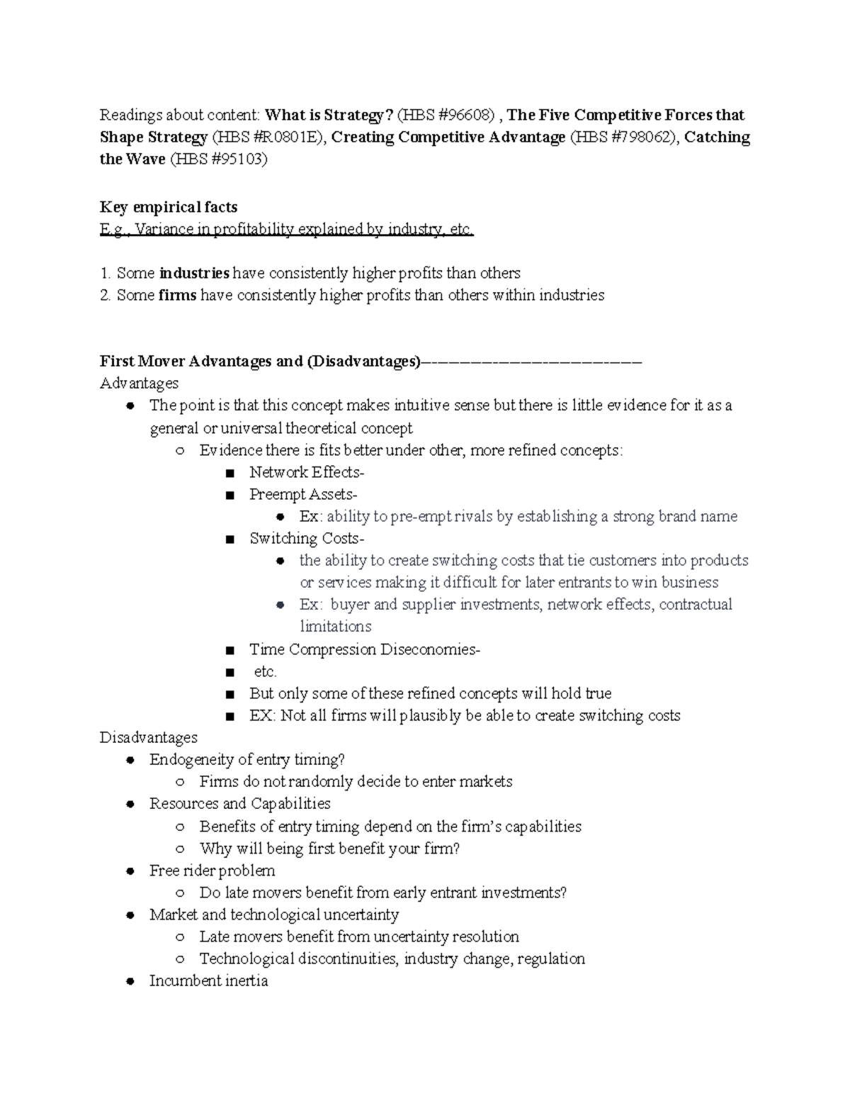 Study Guide Midterm 497 - Readings about content: What is Strategy ...