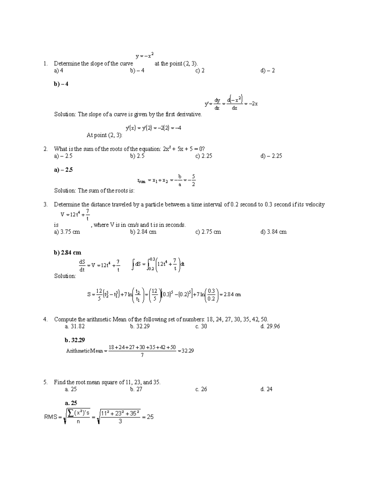 270294545-MATH4 - ghghg - ####### 1. Determine the slope of the curve y ...