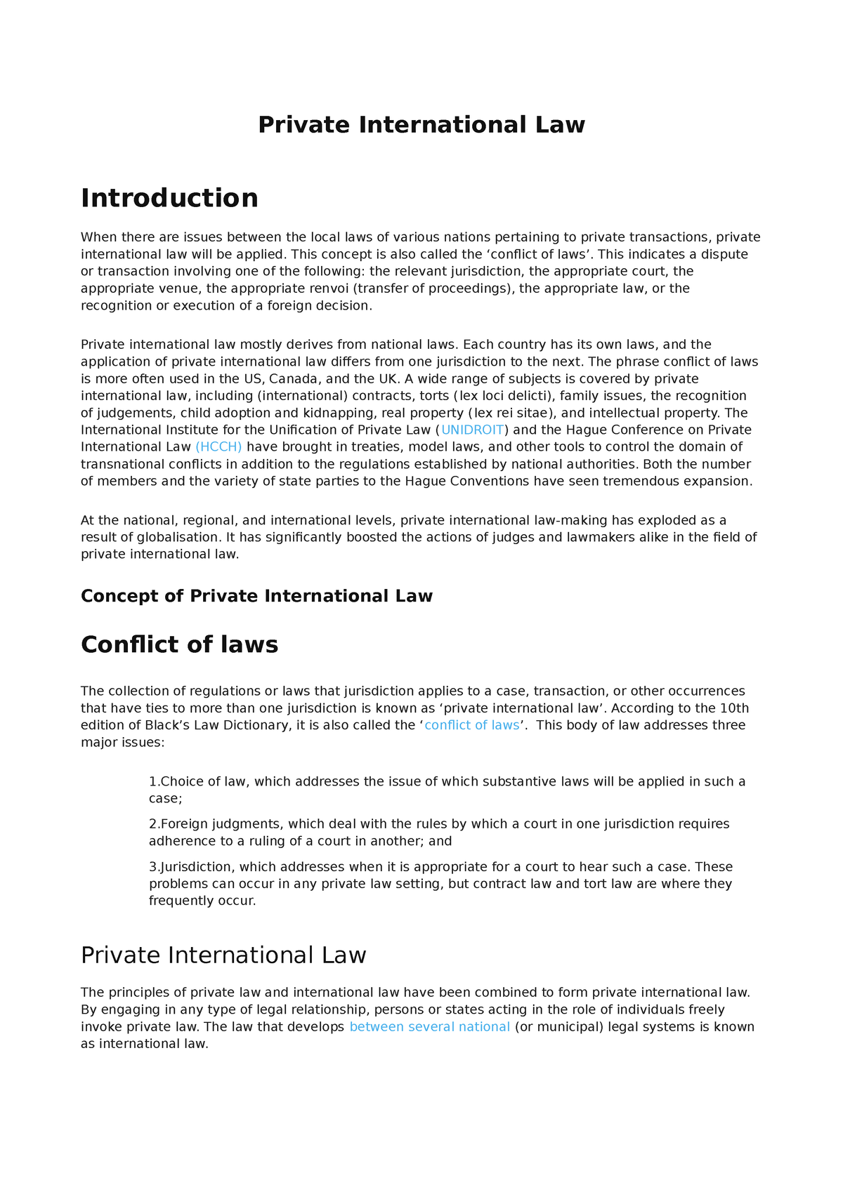 Private International Law - Private International Law Introduction When ...