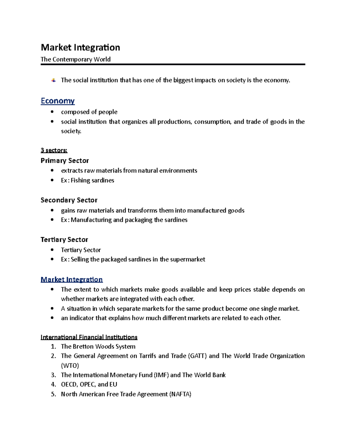 Introduction To Market Integration - Market Integration The ...