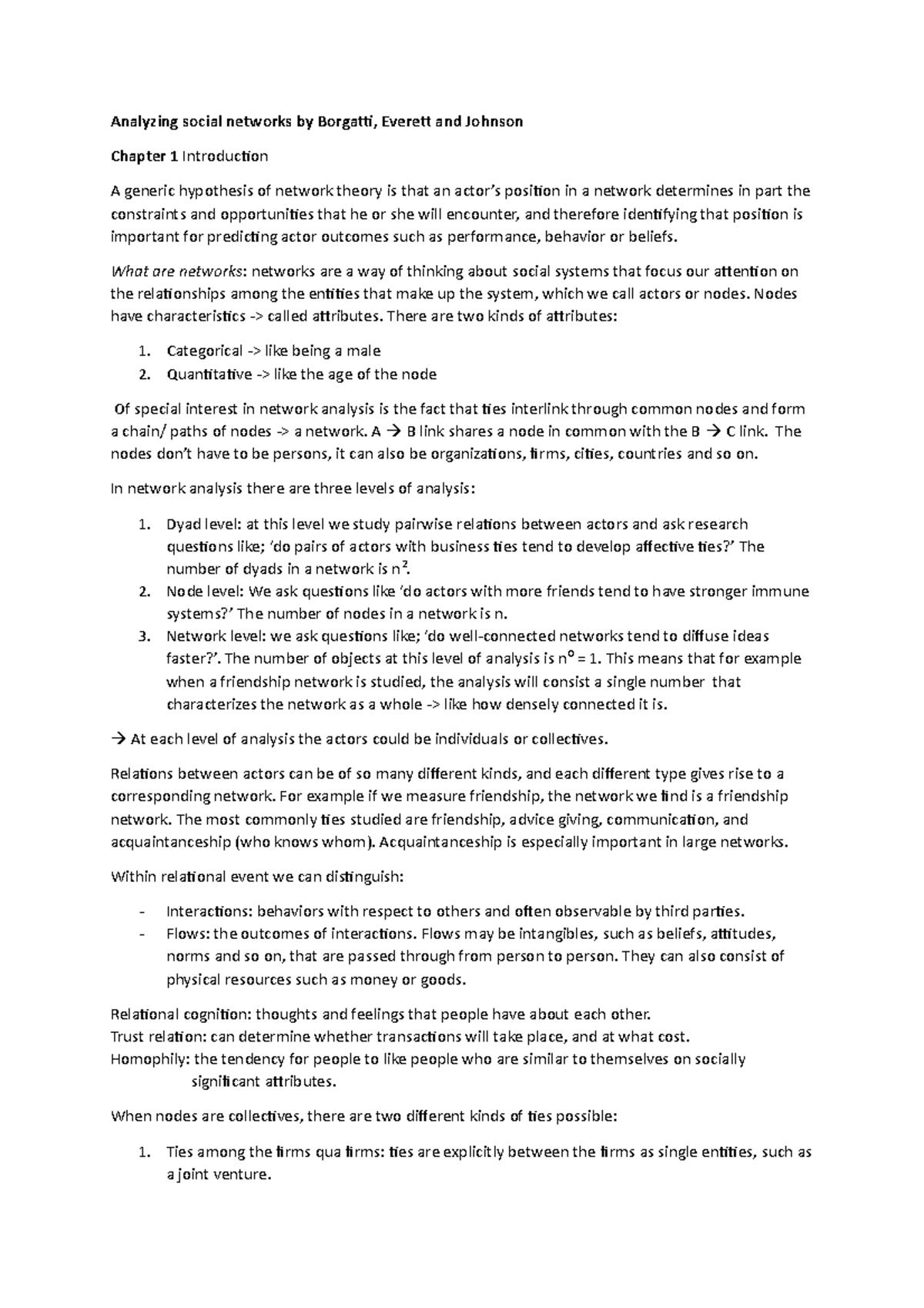 Summary Boek Borgatti Everett And Johnson Analyzing Social Networks By Borgatti Everett And Studeersnel