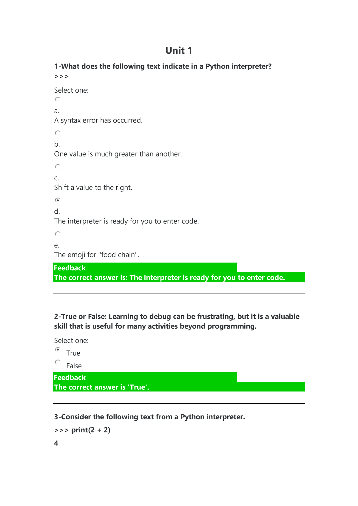 Computer S 1101 Self Quiz Questions Unit 1,2,3 - Unit 1 **1-What Does ...