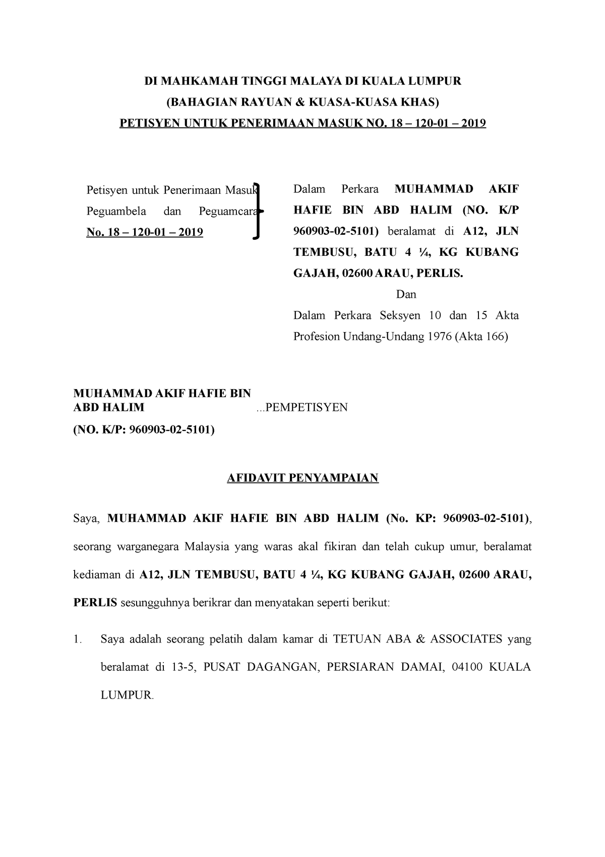 Afidavit Penyampaian Borang 6 Di Mahkamah Tinggi Malaya Di Kuala Lumpur Bahagian Rayuan Amp Studocu