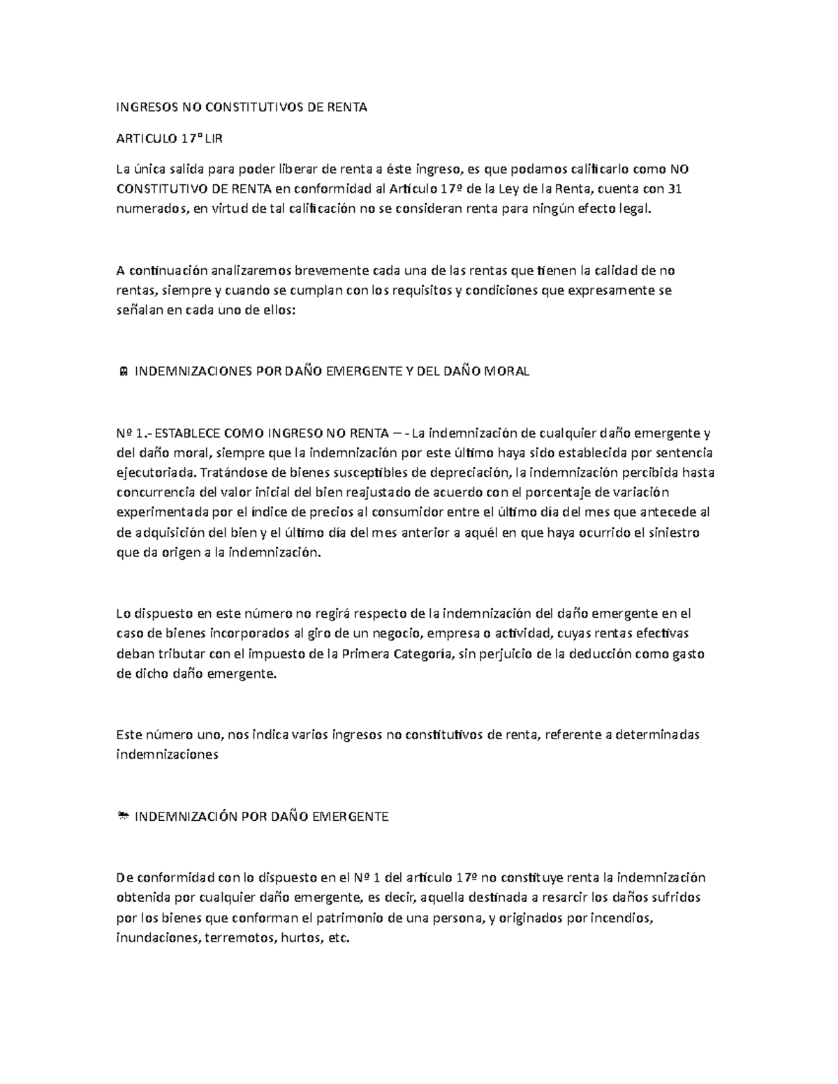 Ingresos NO Constitutivos DE Renta INGRESOS NO CONSTITUTIVOS DE RENTA