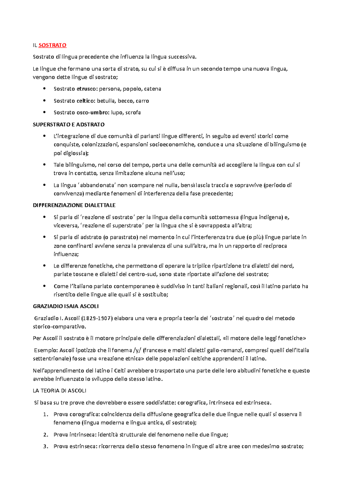 Glottologia pt.4 (Il Sostrato) IL SOSTRATO Sostrato di lingua