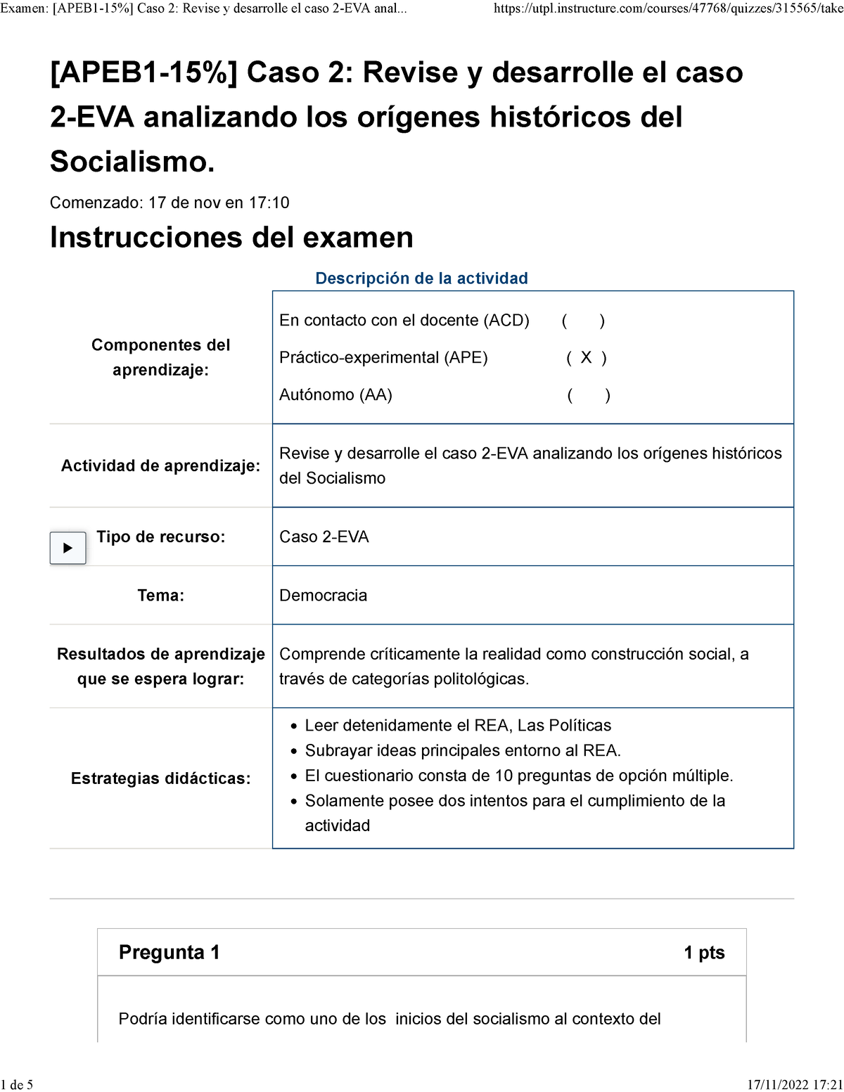 Examen [APEB 1-15 ] Caso 2 Revise Y Desarrolle El Caso 2-EVA Analizando ...