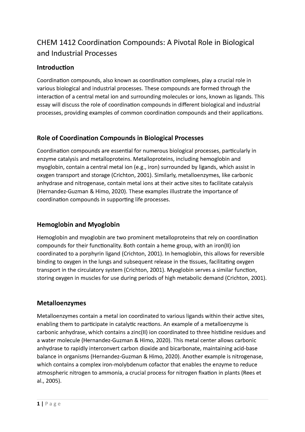 research paper on coordination compounds