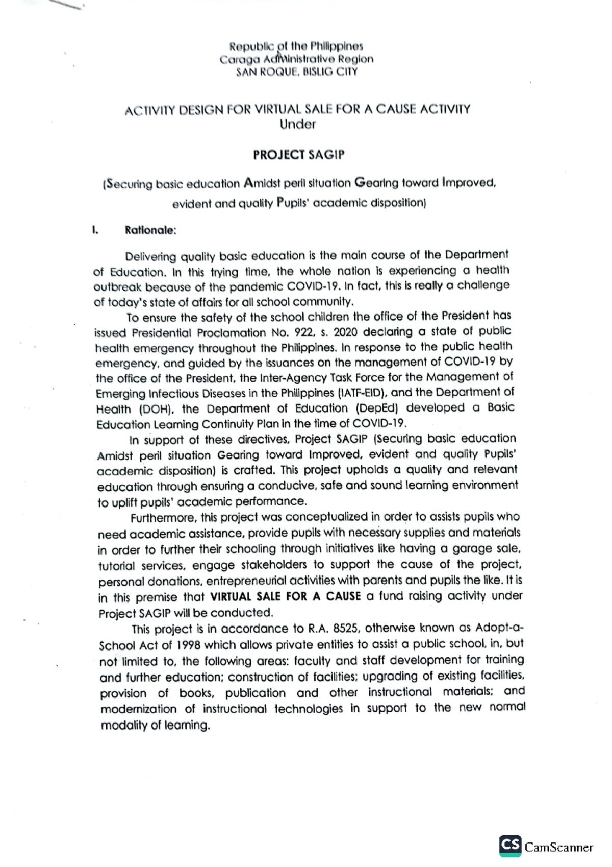 Proponent of Community Projects - teacher education - Studocu