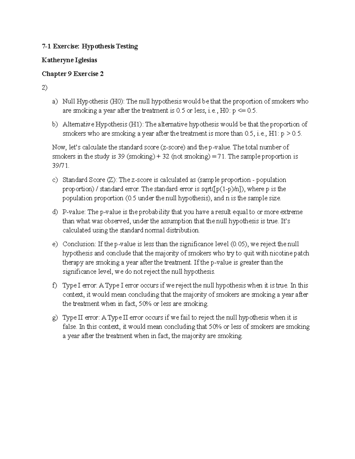 PSY223 71 - final - 7-1 Exercise: Hypothesis Testing Katheryne Iglesias ...