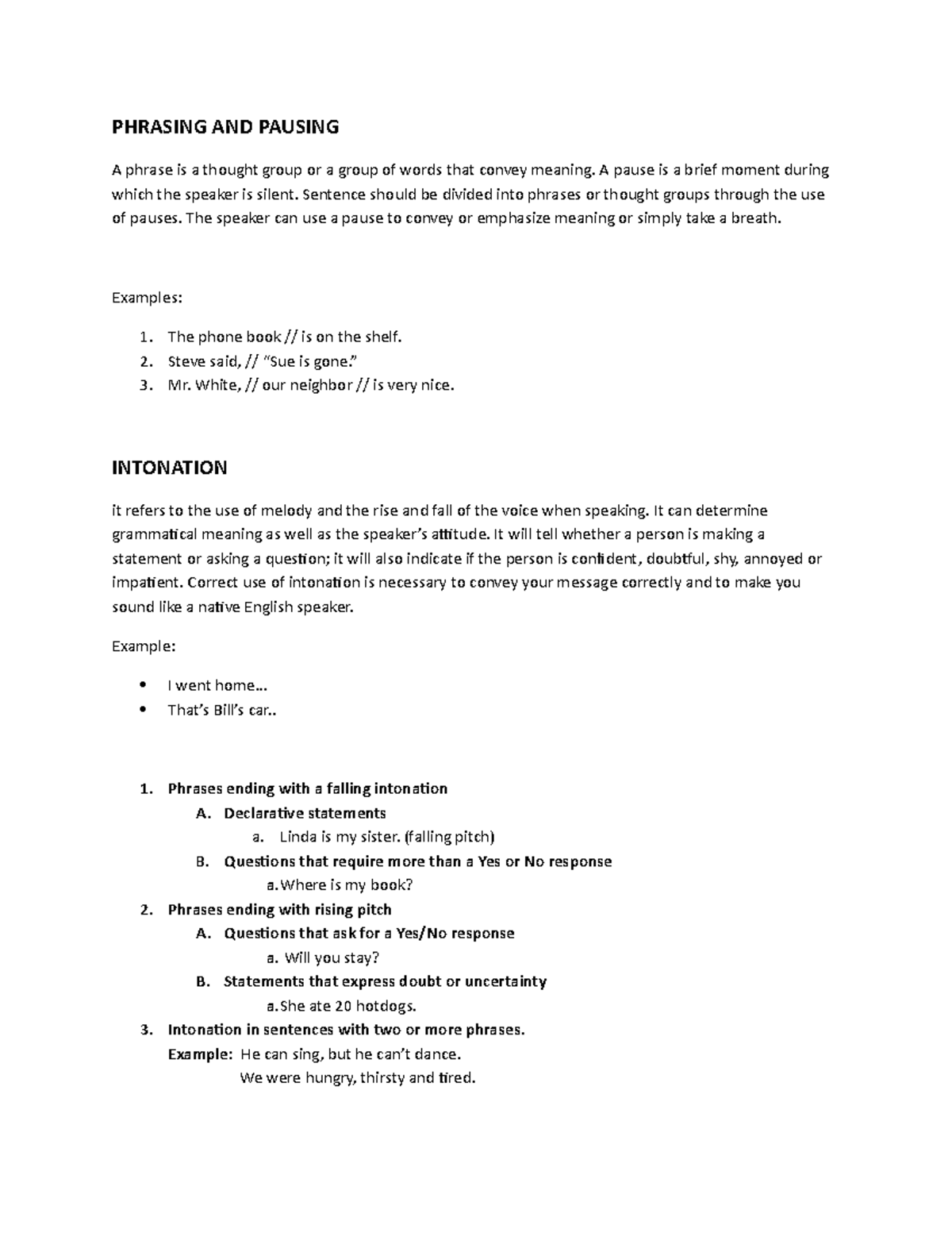 Phrasing AND Pausing - Evelyn Martinez - PHRASING AND PAUSING A phrase ...