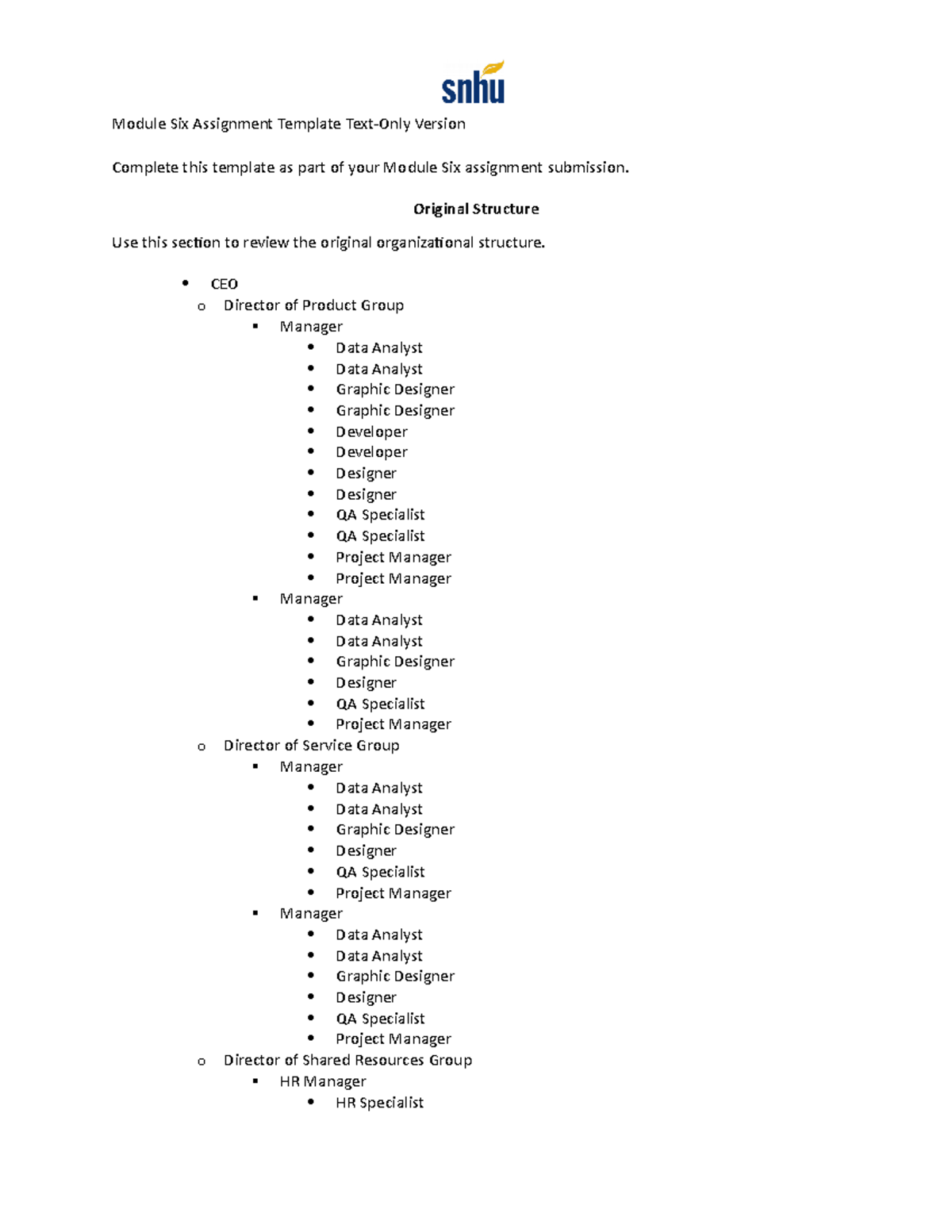 6 3 Orgnazational Strutuce Bus 210 Module Six Assignment Template Text Only Version Complete 2040