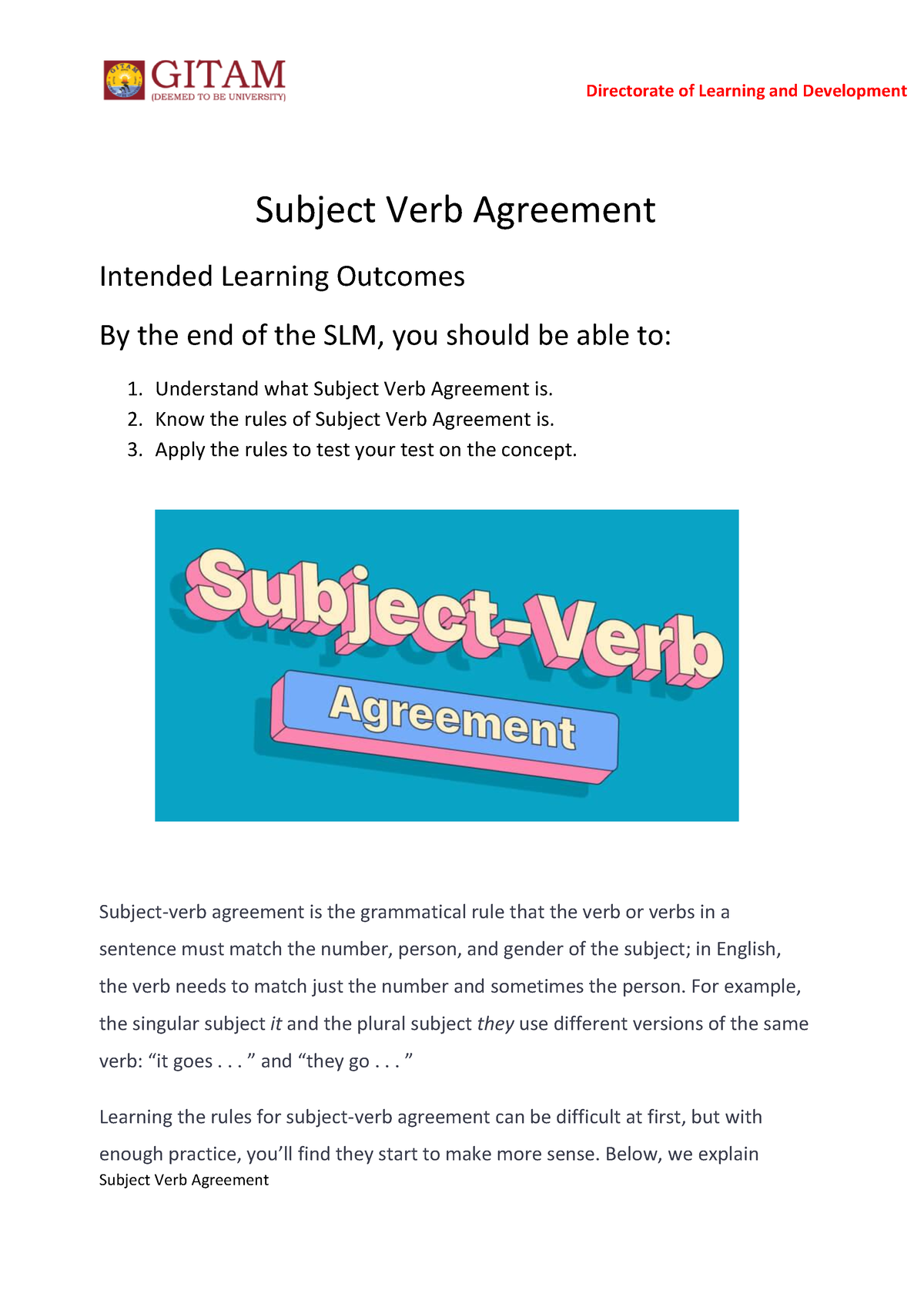 6-sem-iv-slm-subject-verb-agreement-subject-verb-agreement-intended-learning-outcomes-by-the