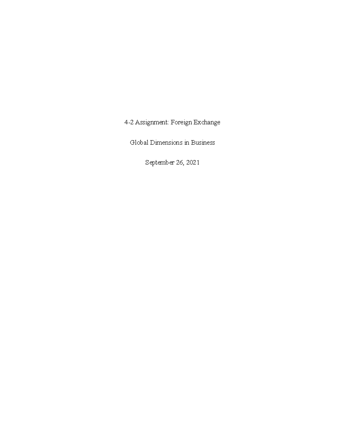 4-2 Assignment Foreign Exchange - 4-2 Assignment: Foreign Exchange ...