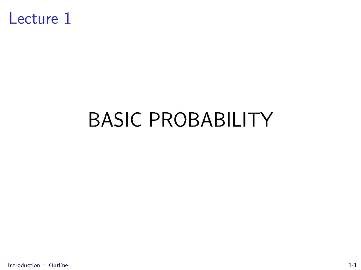 Lecture Notes, Lecture Statics & Probability - Lecture 1 BASIC ...