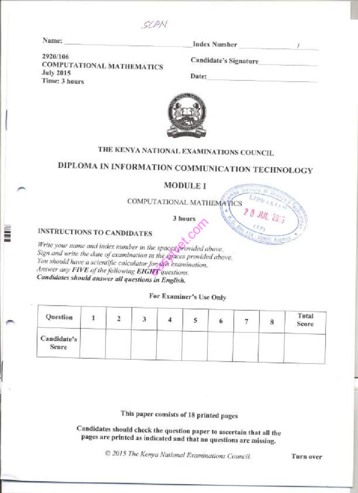 2015 j - Lecture revision papers for tvets - Information Communication ...