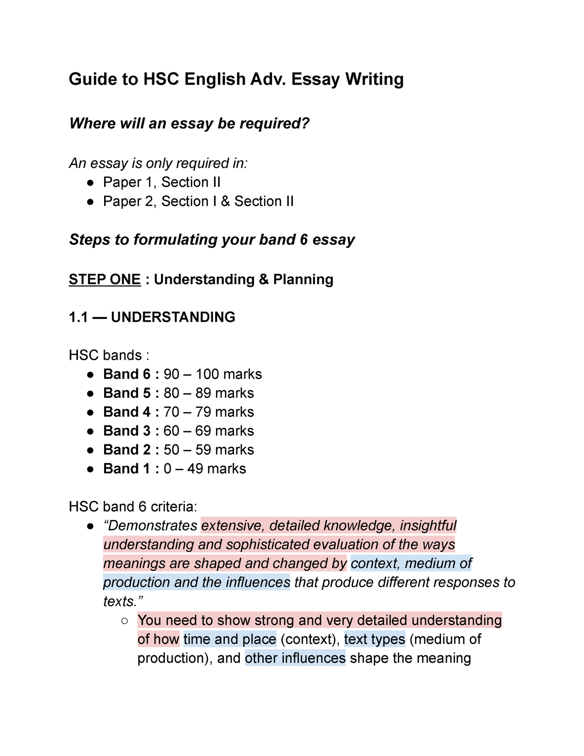 band 6 essay structure