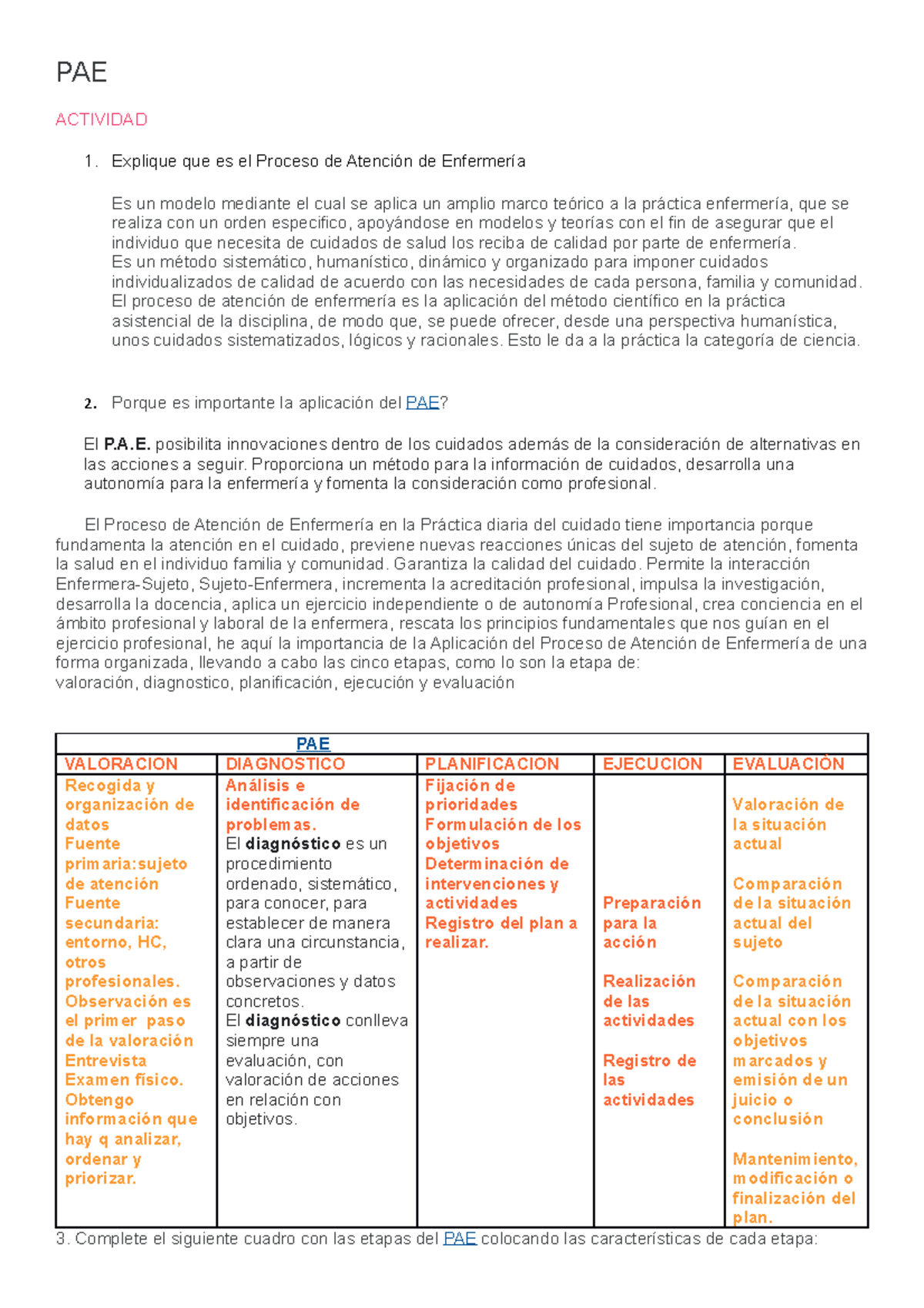 Actividad VH - PAE PP2 - apuntes - PAE ACTIVIDAD Explique que es el ...