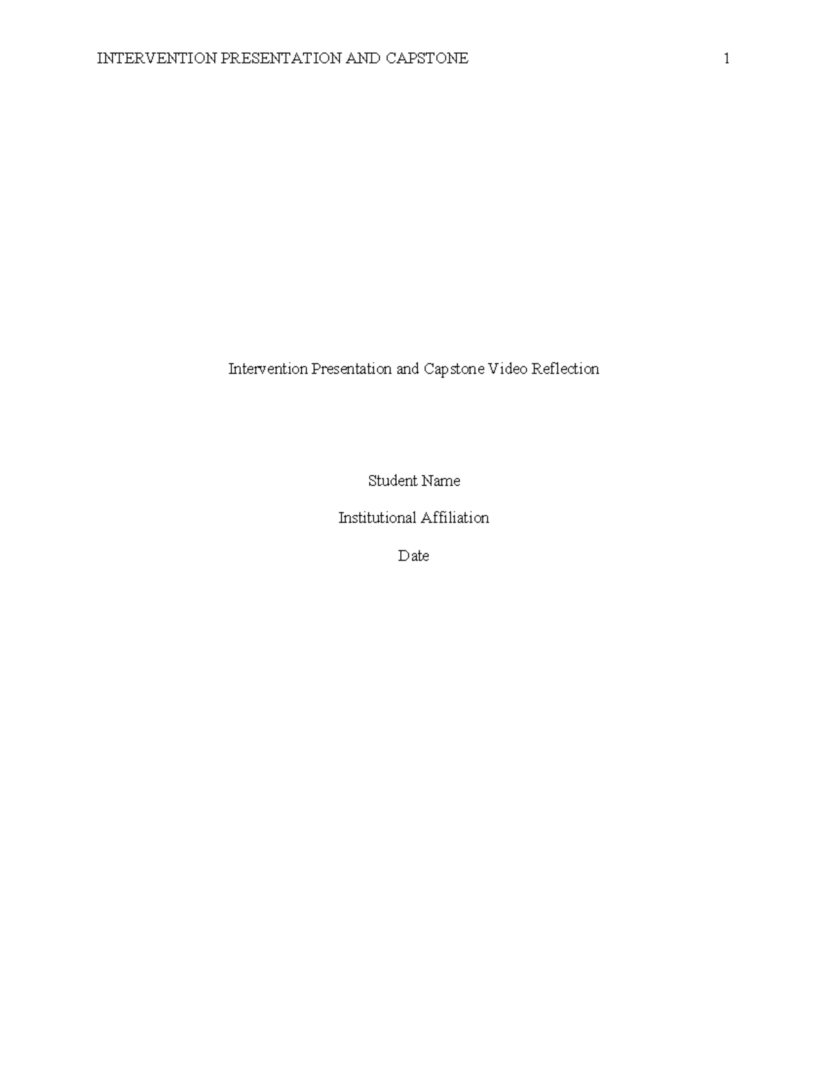 82691097 Intervention Presentation and Capstone Video Reflection ...