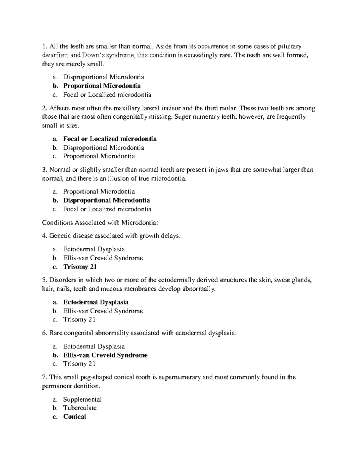 MOCK QUIZ FOR ORAL PATHOLOGY - All the teeth are smaller than normal ...