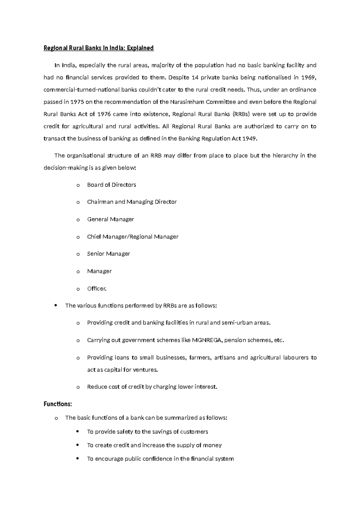 Unit 3 Notes - Development Banking - Regional Rural Banks in India ...