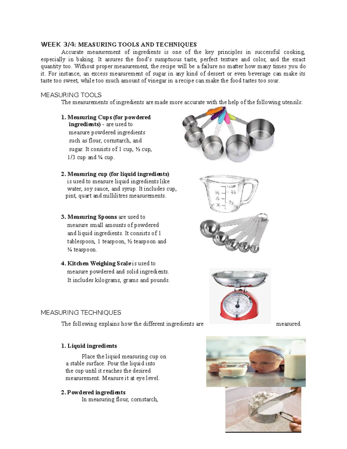 TLE 7 TLE7 About different measuring tools and techniques. WEEK 3