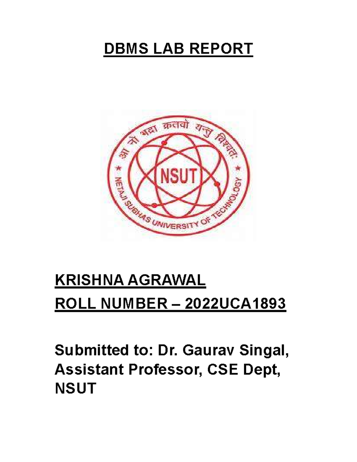 DBMS Final Report - ,MMM - engineering materials and metalurgy - DBMS ...