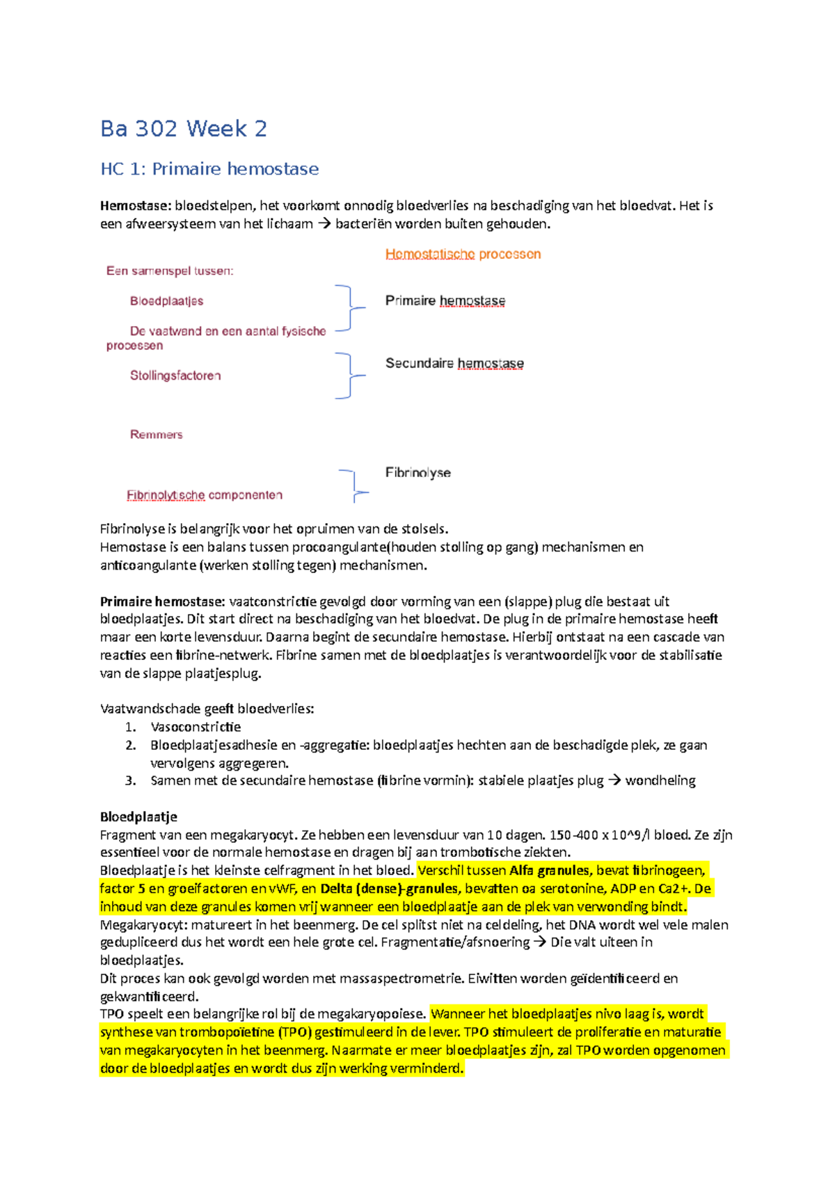 Ba 302 Week 2 - Week 2 Werkcollege - Ba 302 Week 2 HC 1: Primaire ...