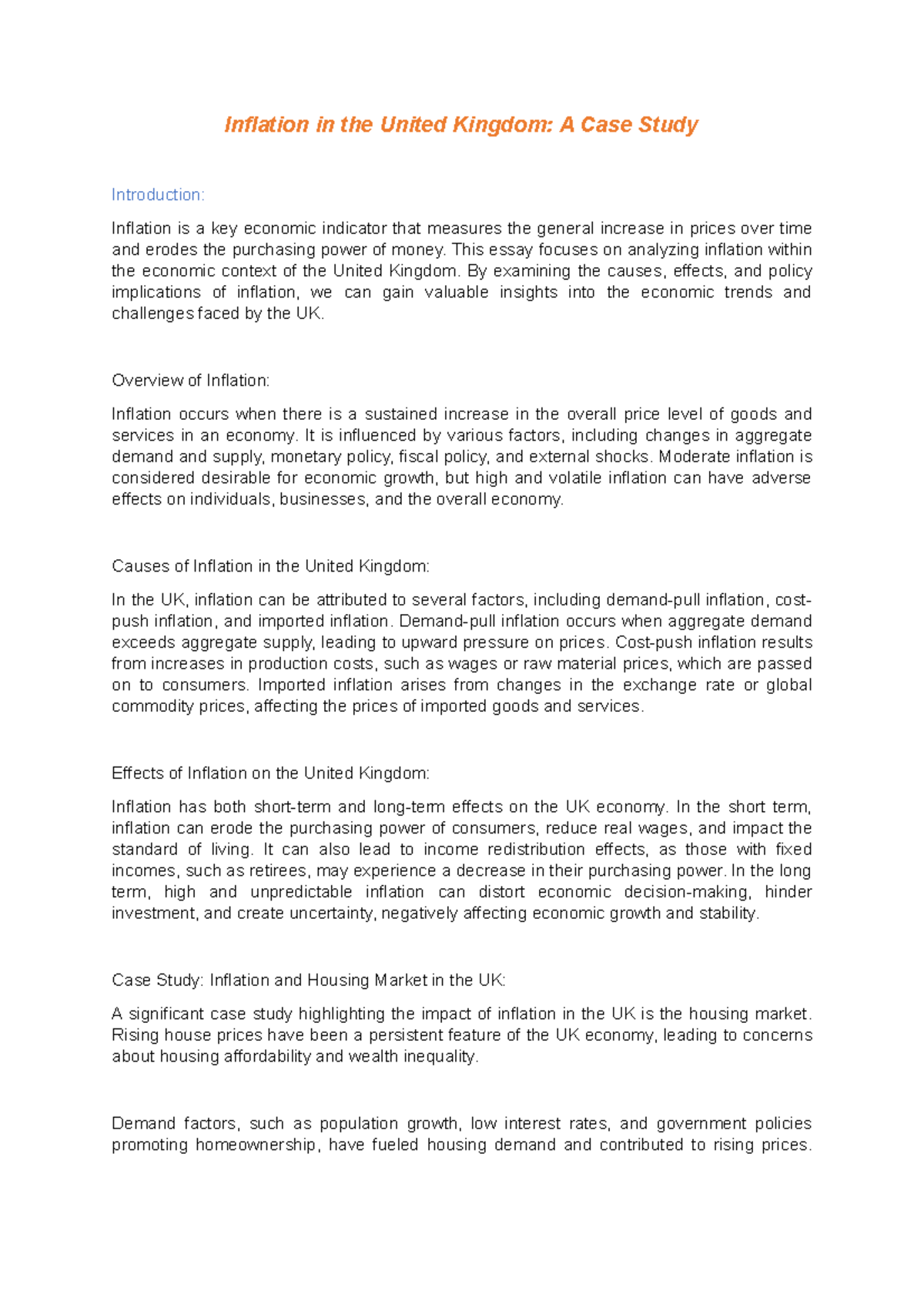 Management Accounting (BA5803) - 15 - Inflation in the United Kingdom ...