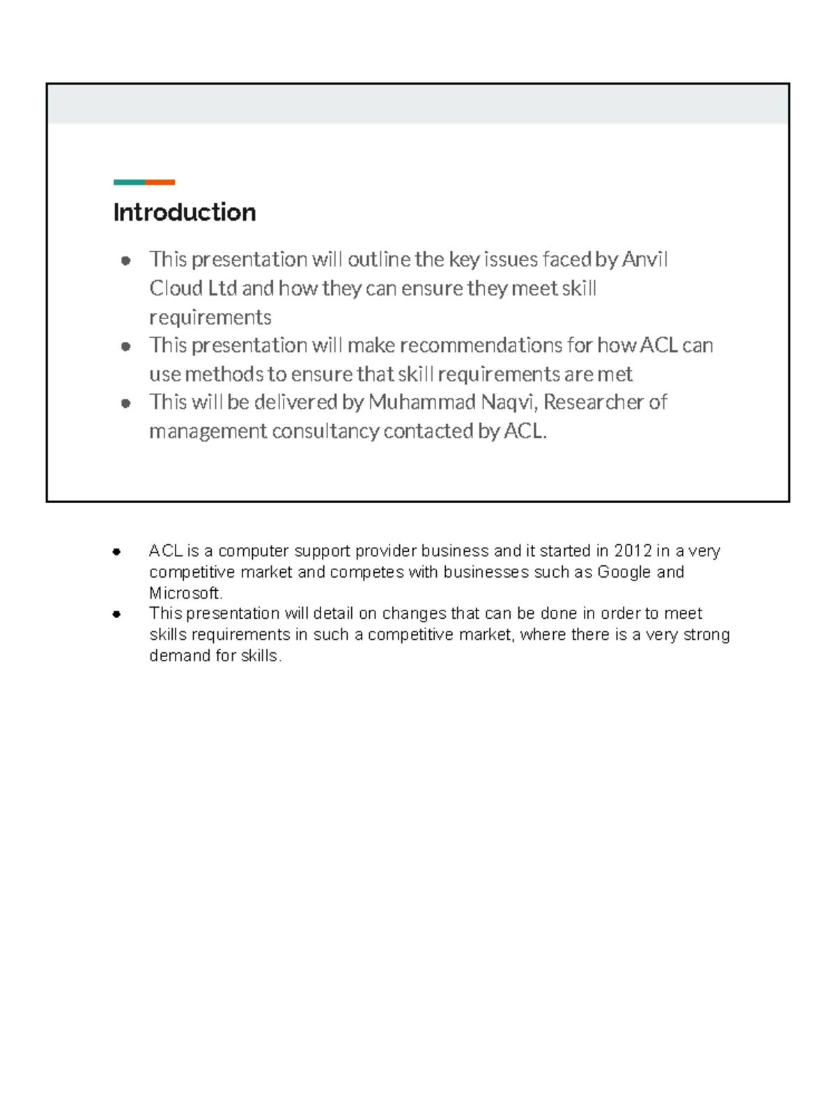 ACL Powerpoint Unit 6 2019 Introduction This presentation will