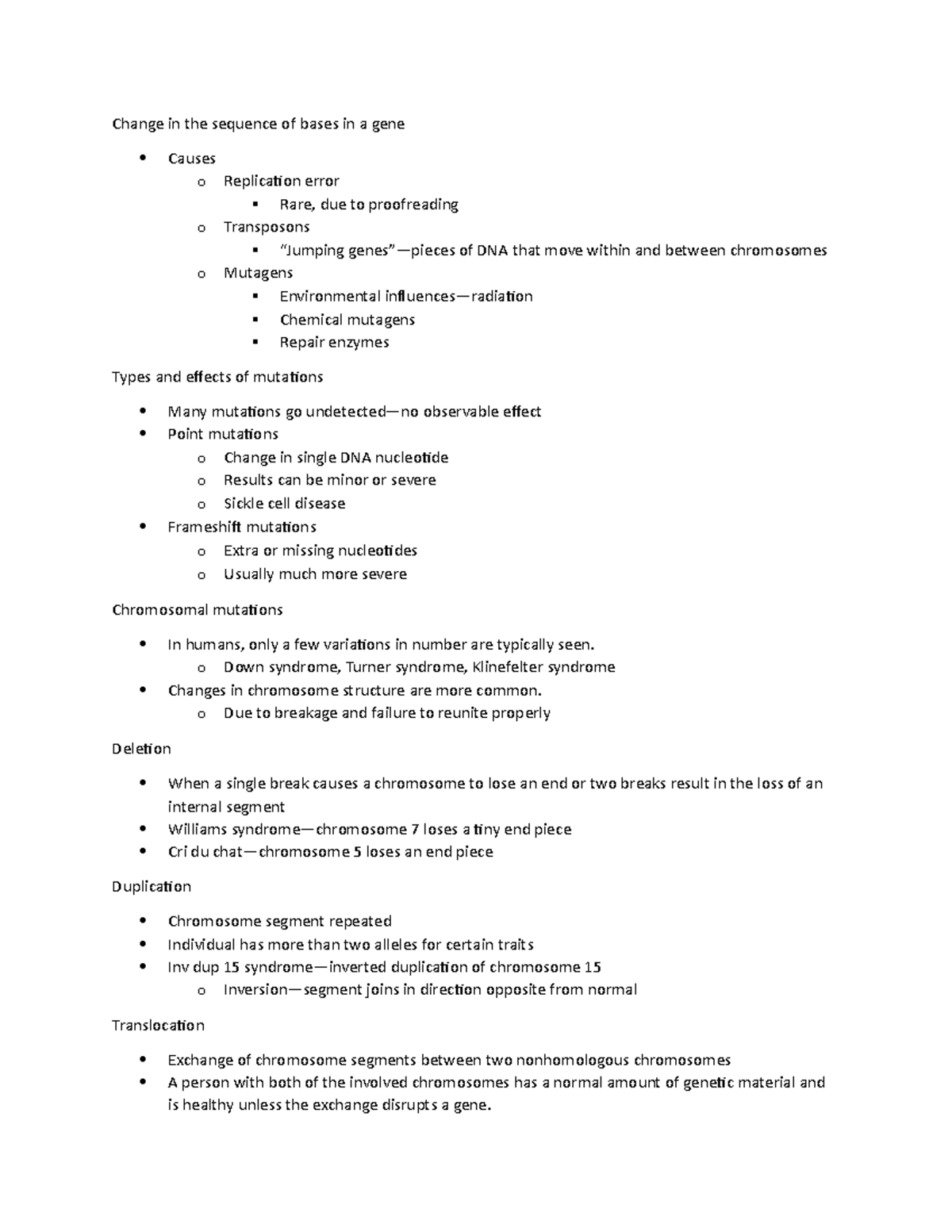 Chapter 13- BIO - Lecture notes 13 - Change in the sequence of bases in ...