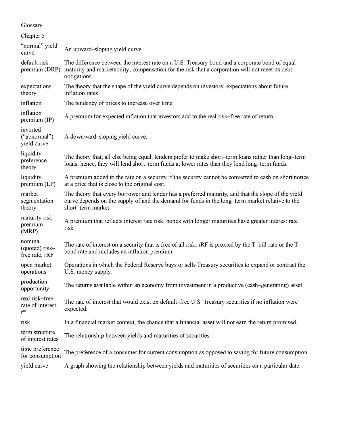 cfin6-ch-5-the-cost-of-money-interest-rates-glossary-glossary