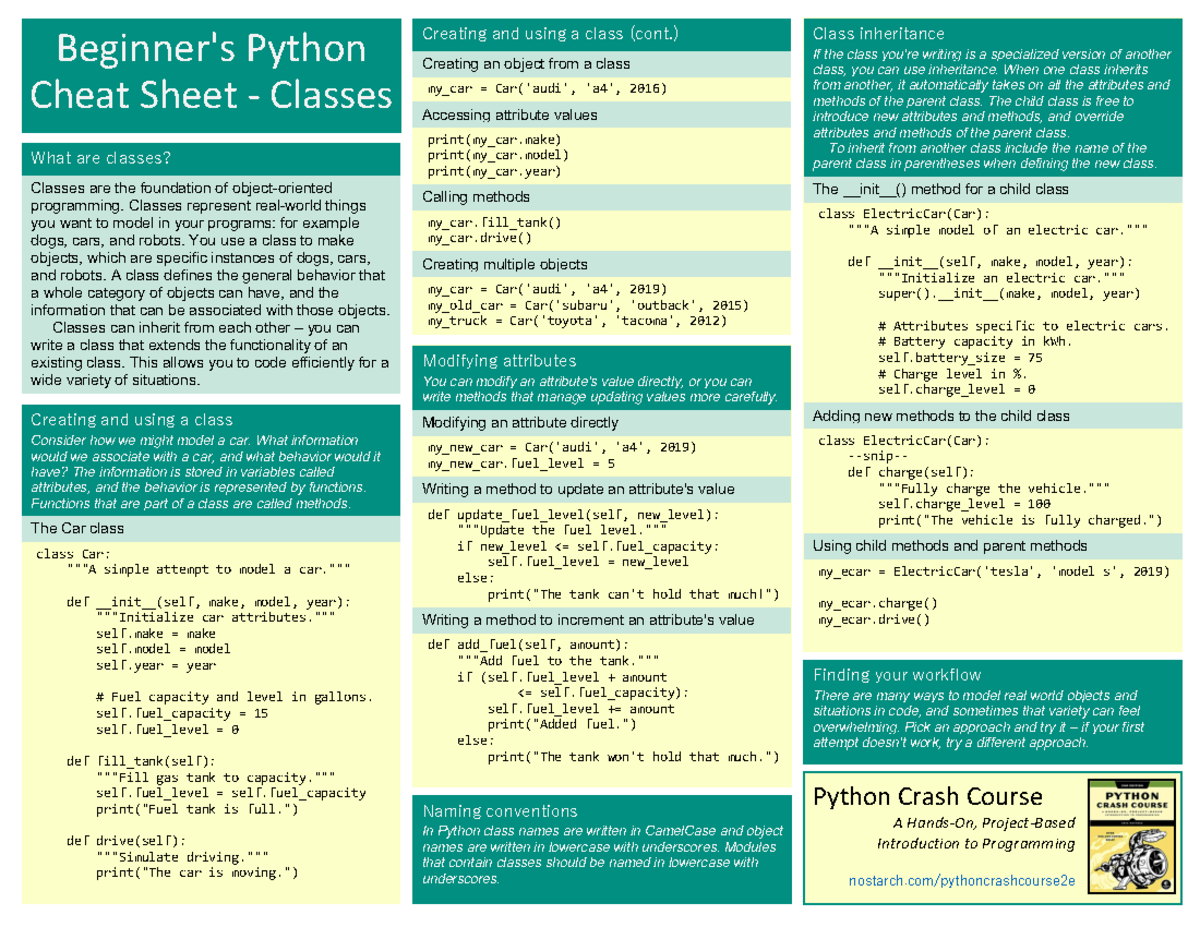 Python notes in the Classes in python programming - Beginner's Python ...