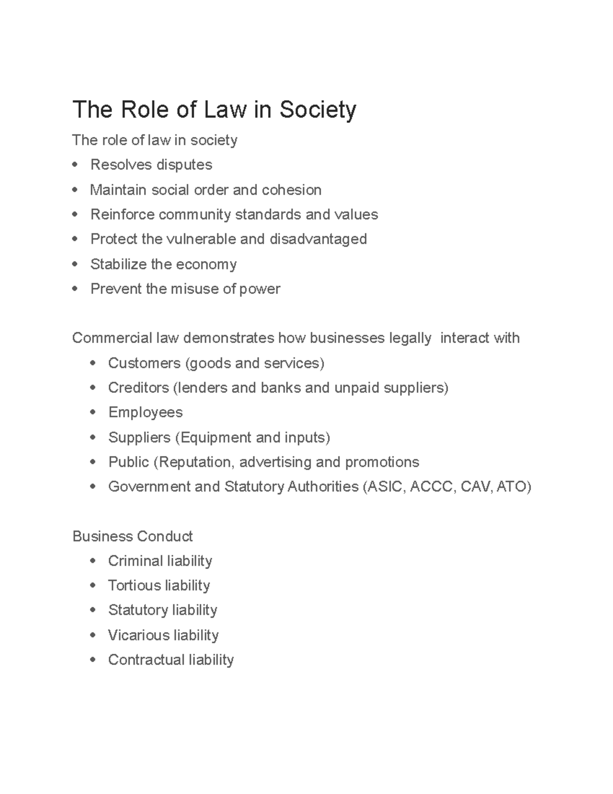 Tutorial 1 (The Role Of Law In Society) - The Role Of Law In Society ...